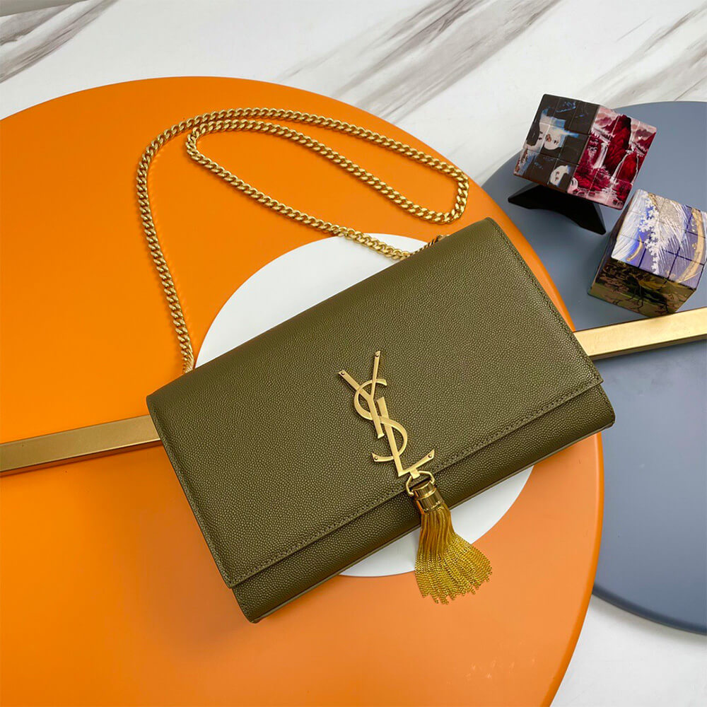 YSL kate medium tassel in grain de poudre embossed leather